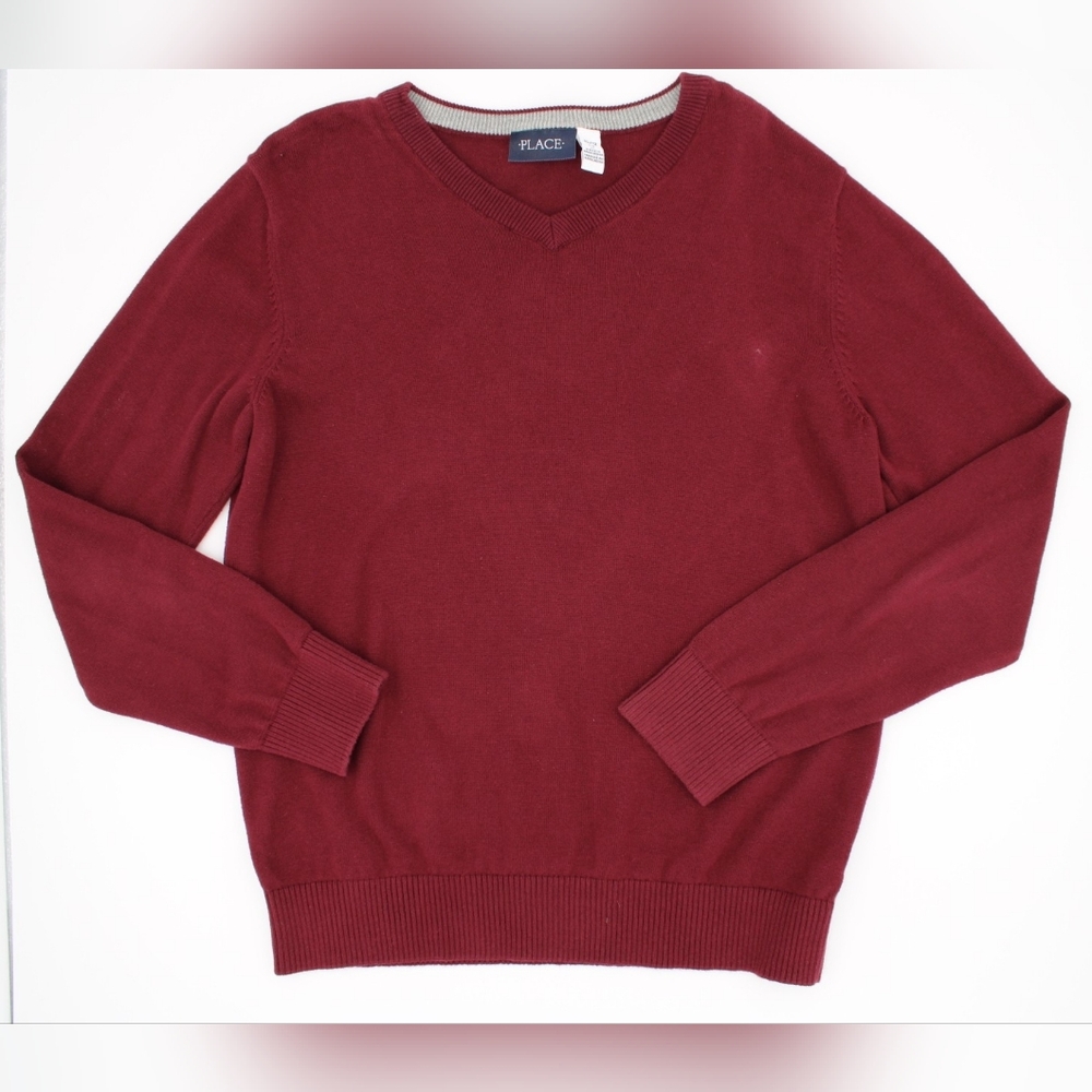 The Children’s Place Boys Burgundy V-Neck Sweater Size L (10/14)